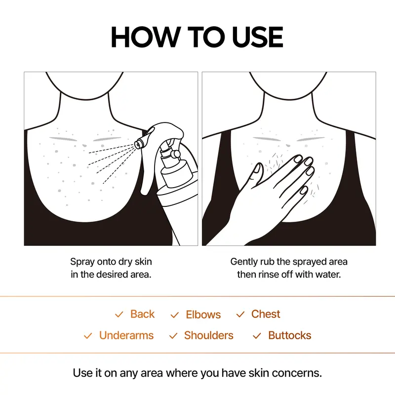 🍊 Kojic Acid Body Peeling Spray – Reveal Smoother, Brighter Skin ✨