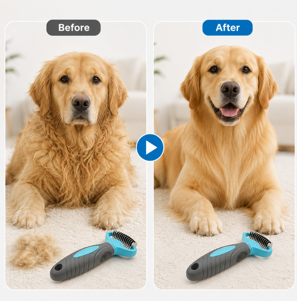 Slimoly™ GentleGroom Pro – Dual-Sided Pet Grooming Rake